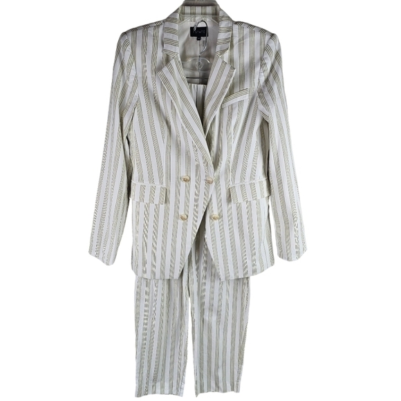 1. STATE Duet Double Breasted Striped Pantsuit in 10 - Picture 3 of 12